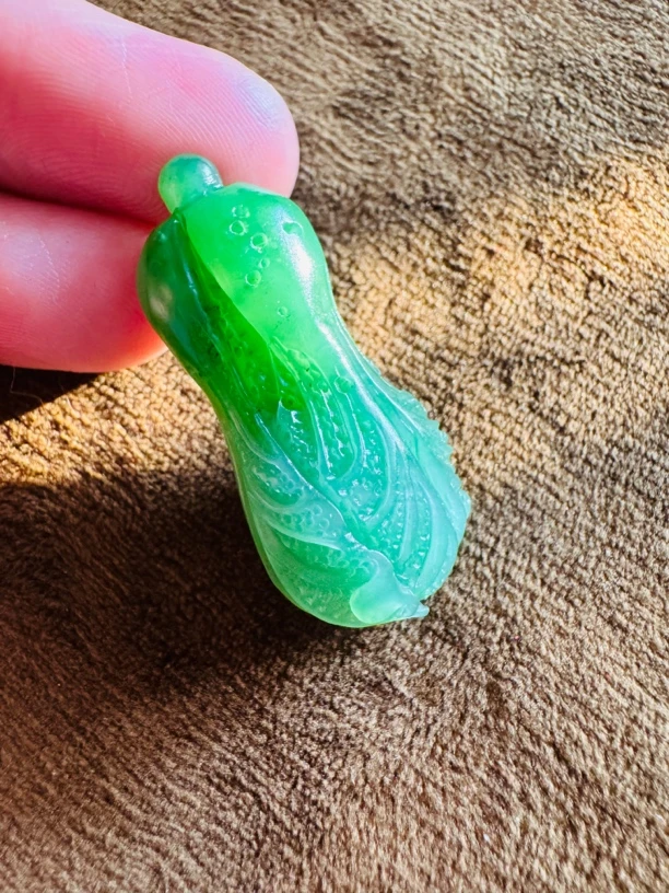 和田玉碧玉百财满绿精美