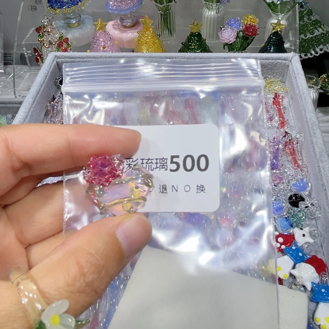 叮***咚玻璃颈饰500玫瑰花爱心