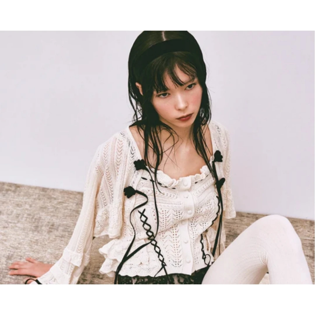 【MonTendre】夏季新款 T 设计感精致镂空蕾丝缎带绑带吊带背心