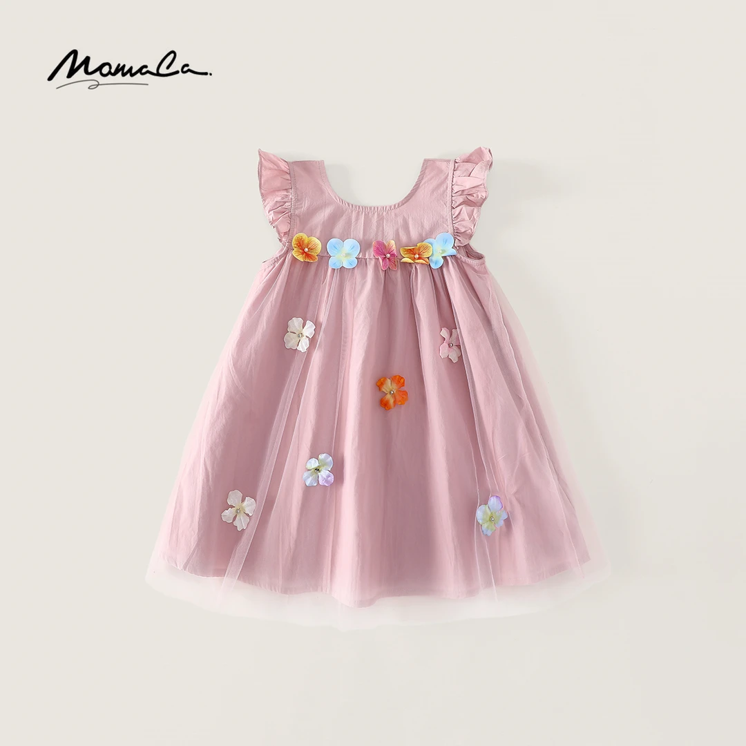 MOMOCO女童夏季立体花时尚连衣裙77630470114