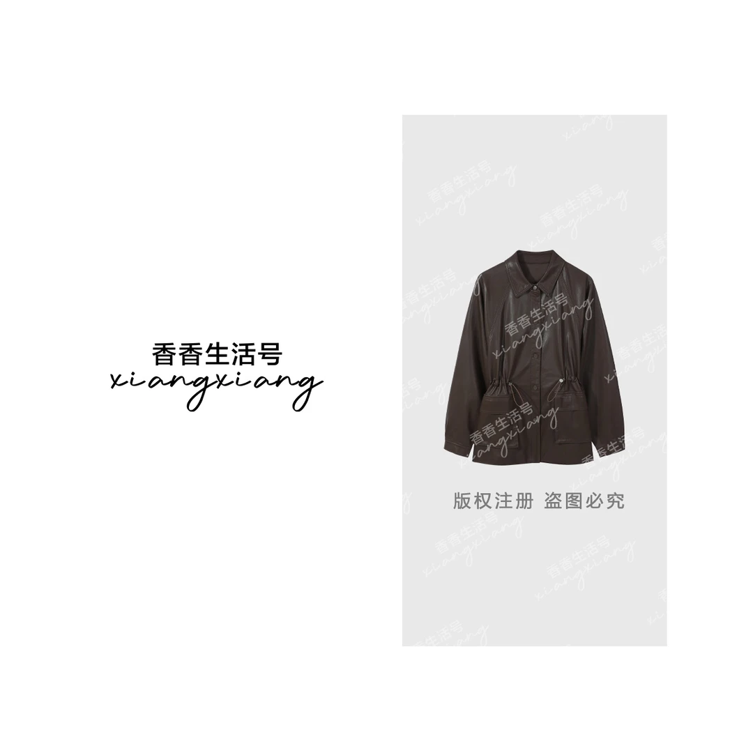 2025秋季新款琥珀流光宽松女装皮衣外套8865