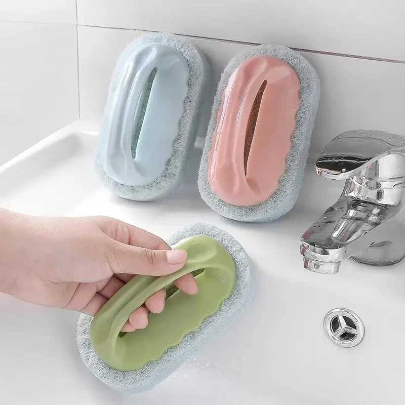 【升级加厚】清洁刷子灶台瓷砖浴缸地板水池刷带手柄海绵擦厨房用刷