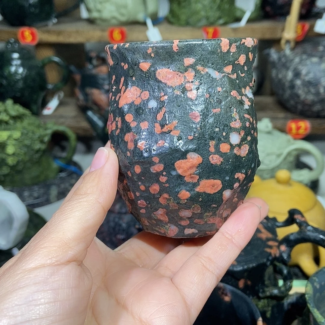 网***牵安山玉梅花玉随形杯