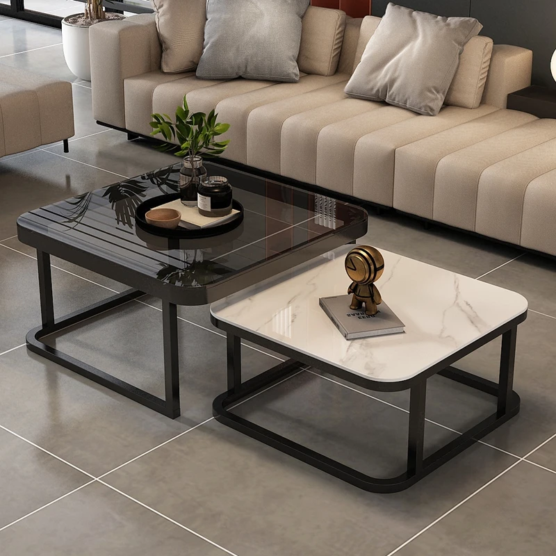 轻奢茶几客厅家用现代简约小户型网红方形钢化玻璃组合茶几可折叠
