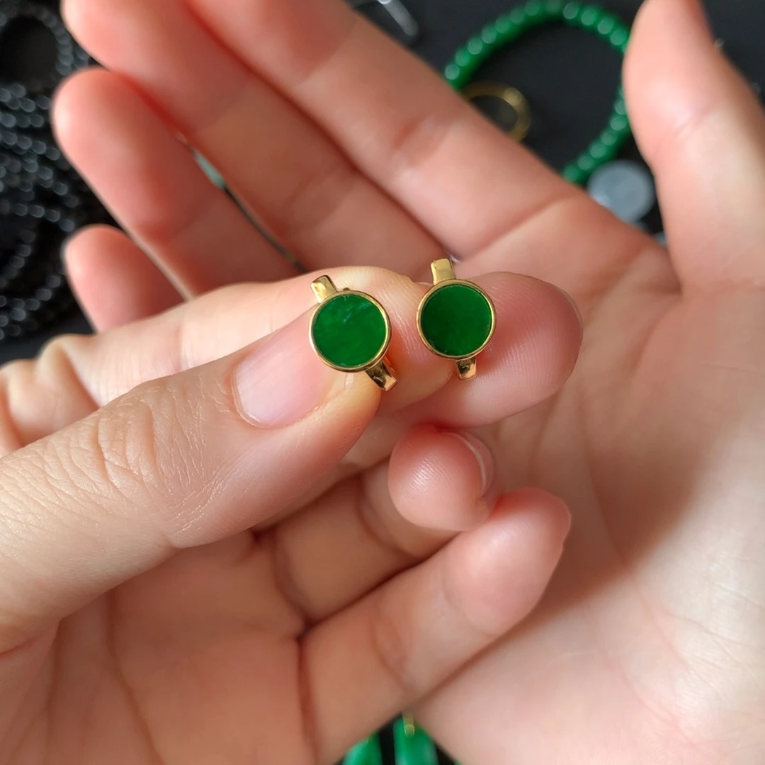 翡翠银S925镶嵌耳饰