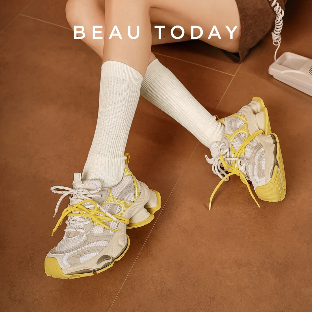 BeauToday6.9cm真皮圆头深口捆绑设计夏季时休闲老爹鞋女款鞋子