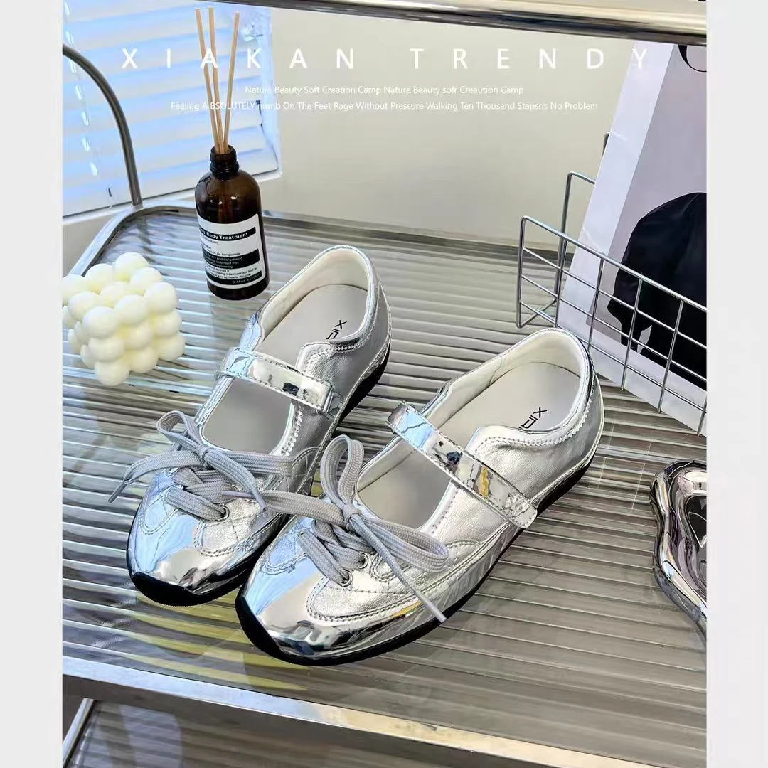 新款内增高5cm复古甜美芭蕾风蝴蝶结玛丽珍鞋女时尚休闲德训鞋