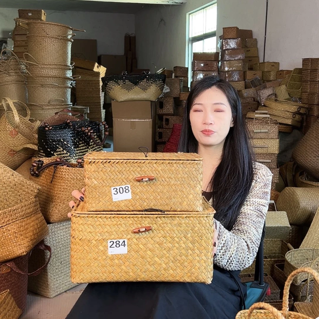 草编草编包/草编收纳盒带瑕疵