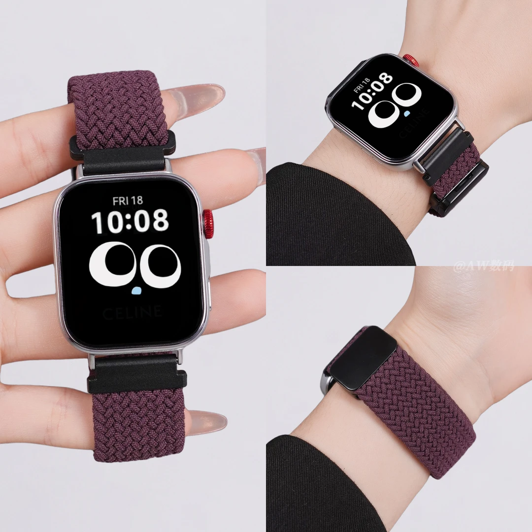 aw适用华为fit4手表带fit3女款FIT4pro运动fit2透气磁吸编织腕带