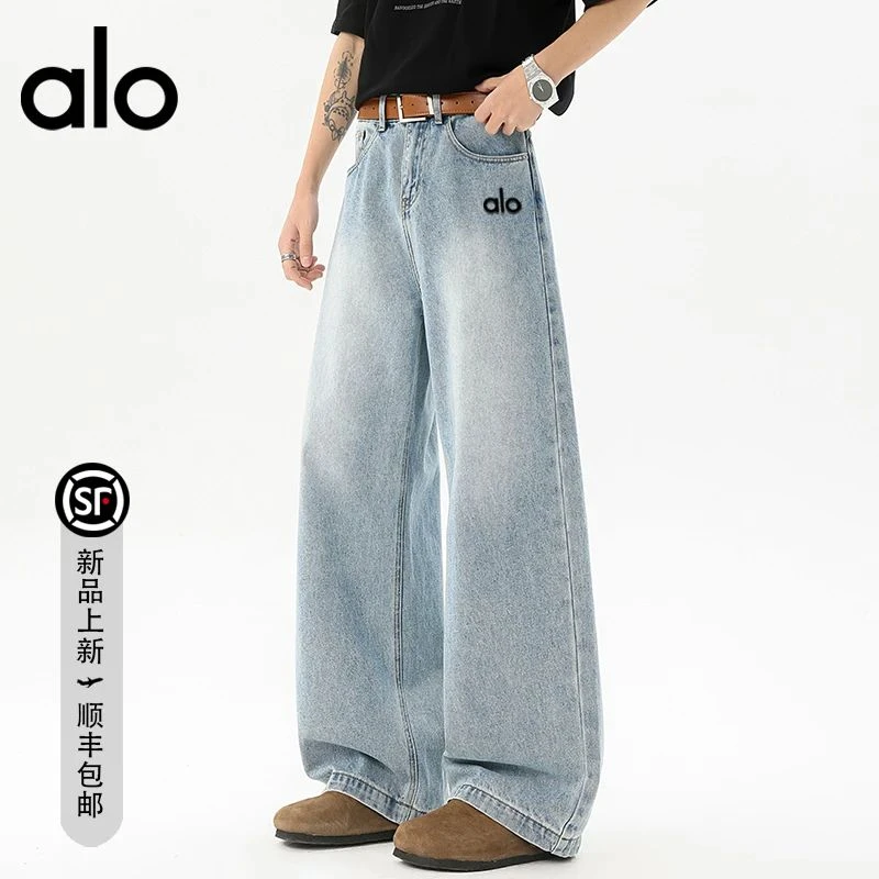 美国ALO WOLFO官方旗舰男装正品美式阔腿弯刀牛仔裤高街痞帅长裤
