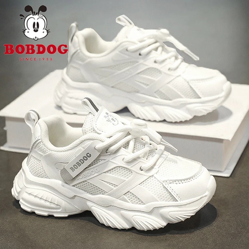 巴布豆男童鞋小白鞋夏季2025新款网面透气儿童运动老爹鞋学生男孩