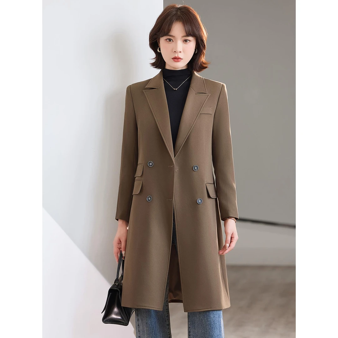 咖啡色风衣外套女2026秋冬新款小个子高级感气质韩系百搭女士大衣