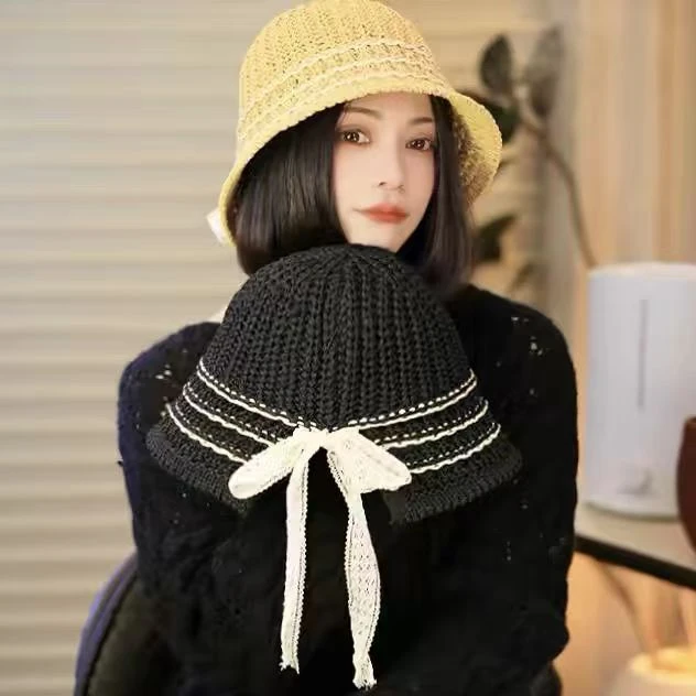 韩版薄款编织气质时尚渔夫帽子女春夏显脸小休闲百搭镂空针织盆帽