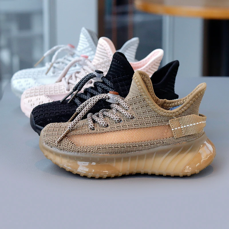 儿童椰子鞋网面运动鞋飞织小孩鞋透气女童球鞋一脚蹬男跑步鞋童鞋