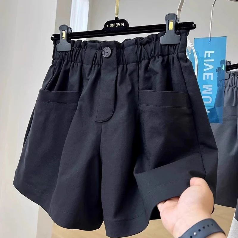 梨形身材短裤女新款夏季高腰阔腿宽松显瘦A字薄款休闲五分裤子
