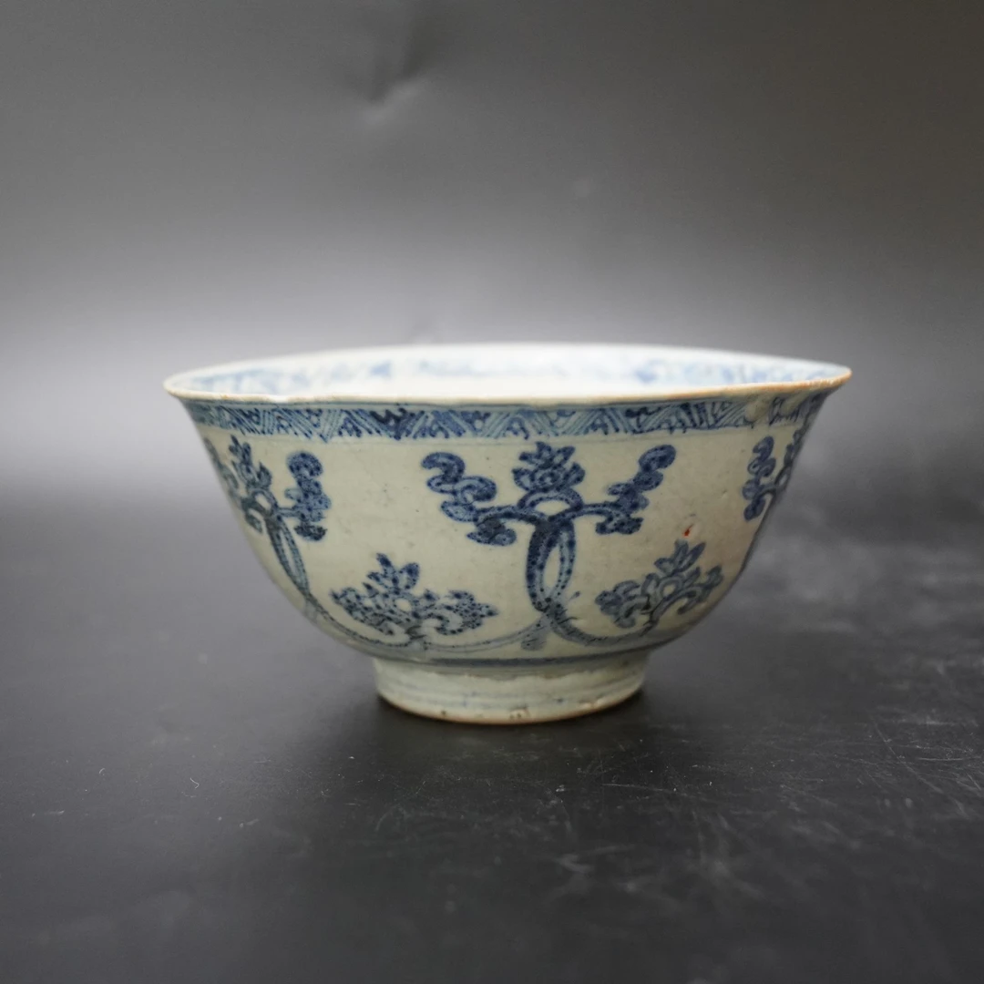 Lot.25082076明中期青花香草龙纹碗 高：约7.4cm直径：约15.8cm
