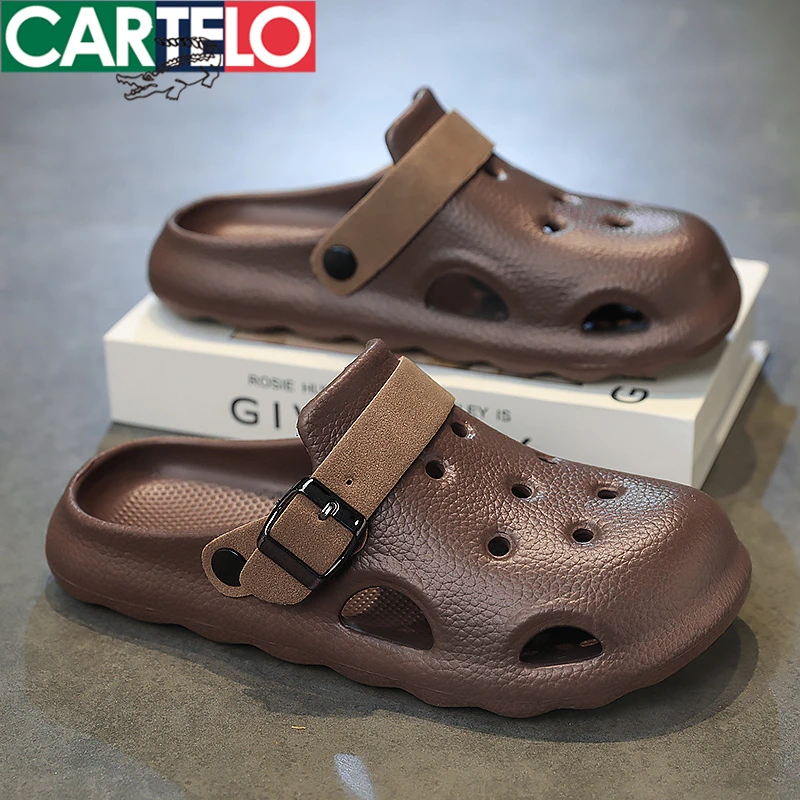 CARTELO/卡帝乐鳄鱼青春潮流防滑外穿包头拖运动风防臭男款凉拖鞋