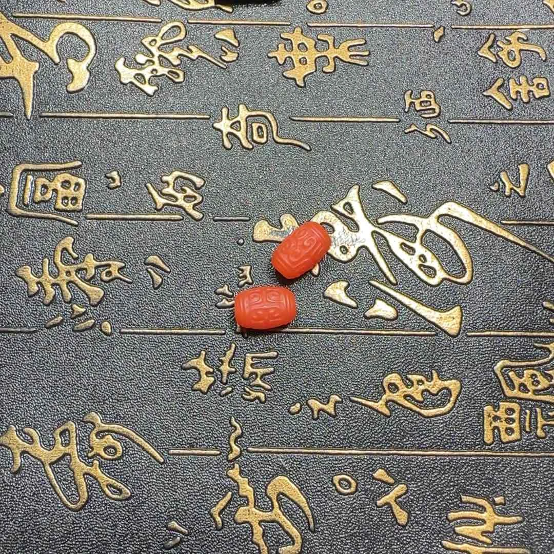 南红玛瑙回纹桶珠配珠未镶嵌保山杨柳回纹桶珠