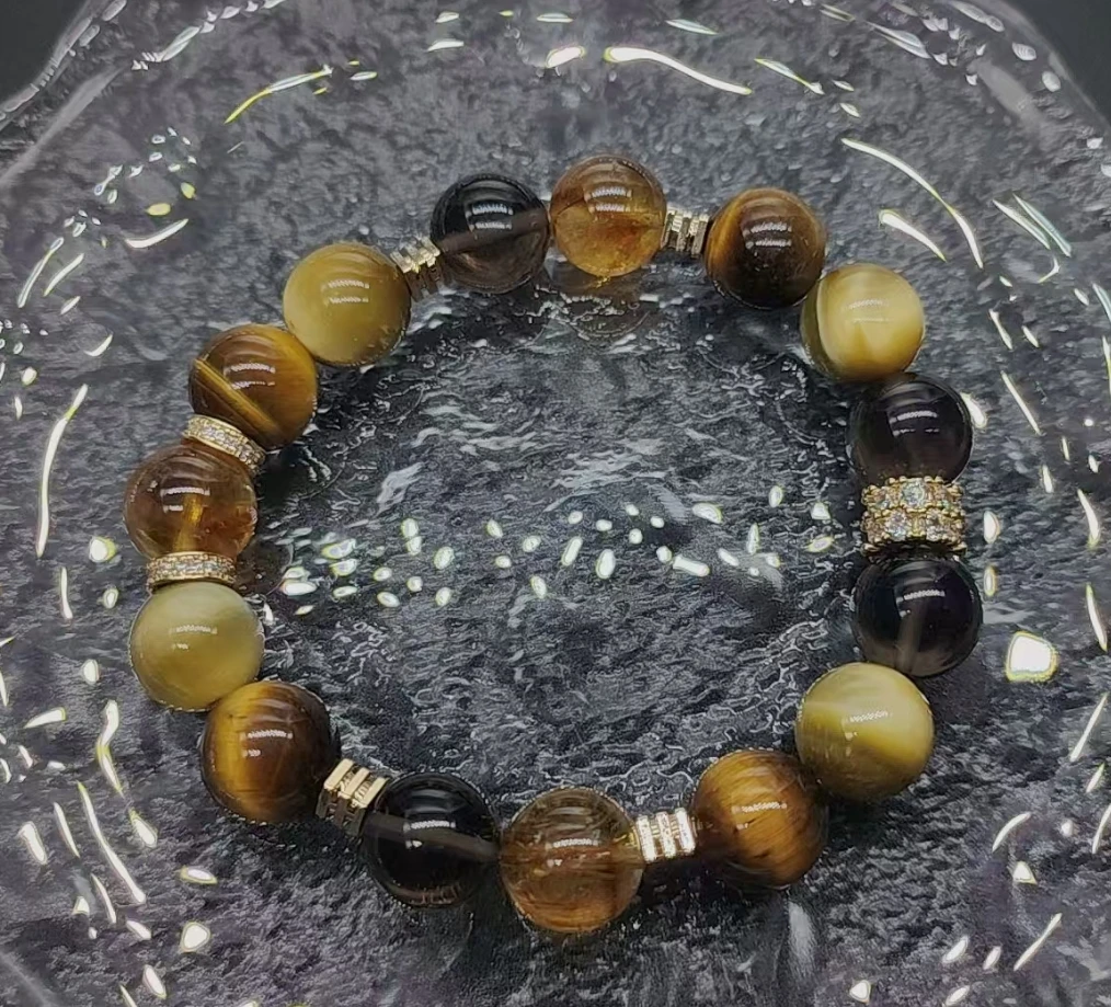 硕夏【大金霸】天然虎眼石12-13mm设计款手链多样性发其一SX528