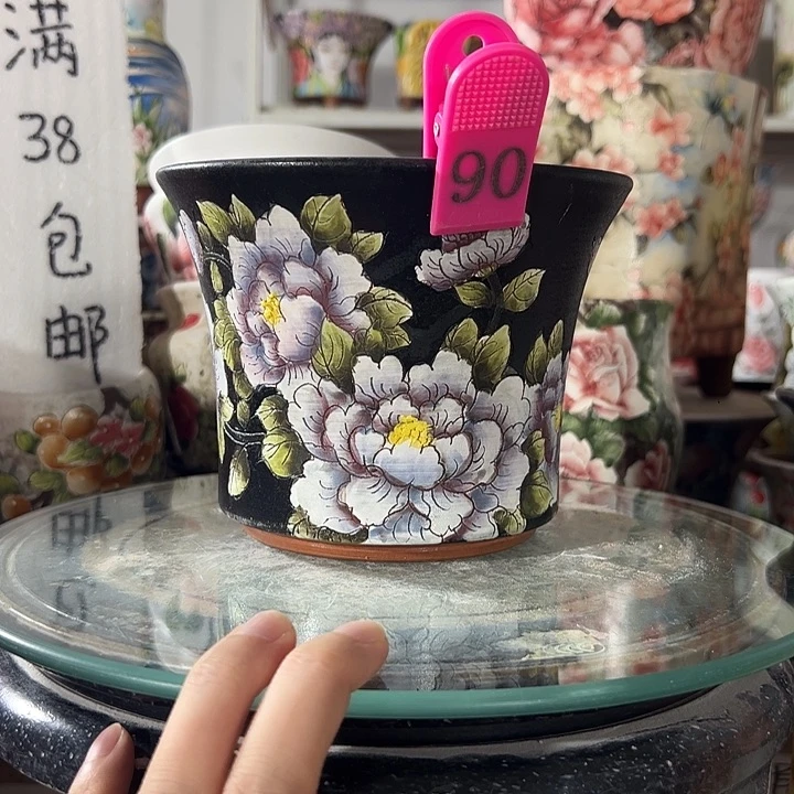 景德镇手绘花盆满38包邮偏远地区除外