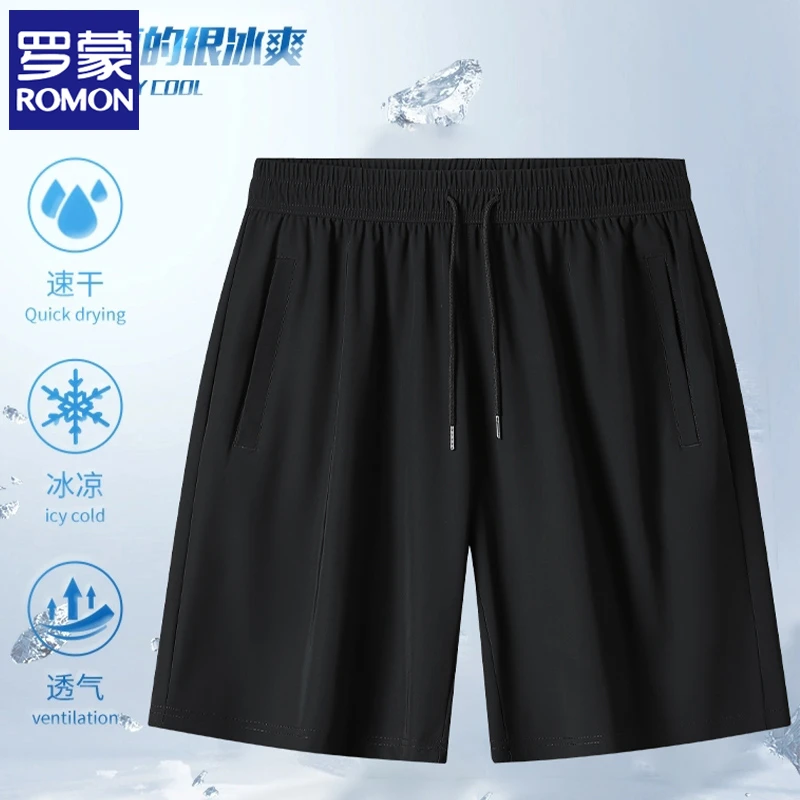 罗蒙夏季薄款休闲短裤男士舒适直筒百搭夏天宽松运动五分外穿中裤
