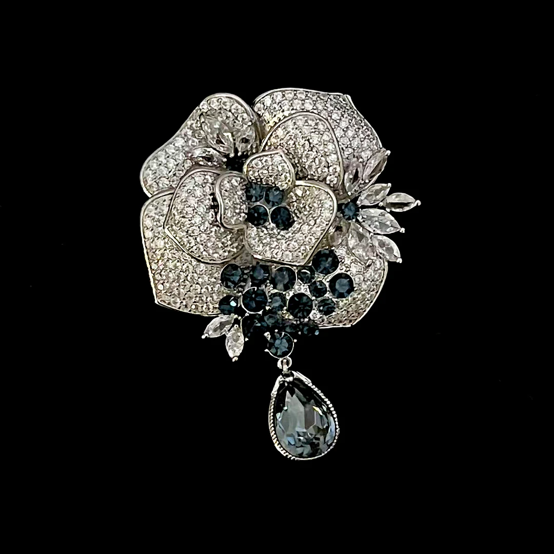 铜合金合成锆石胸针 xz4854梨花院 蓝