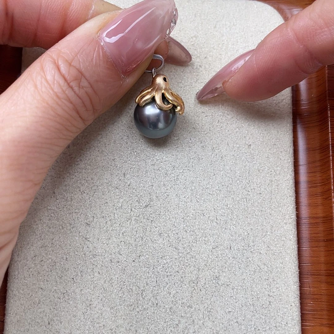 银S925镶嵌海水珍珠吊坠(不含链)