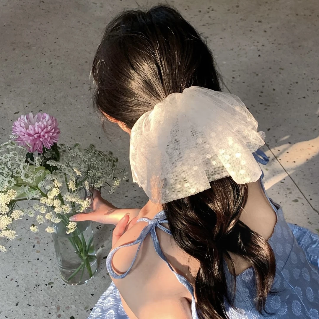 MONA网纱波点大肠发圈高级感气质超大蕾丝发圈头绳女头花头饰发饰