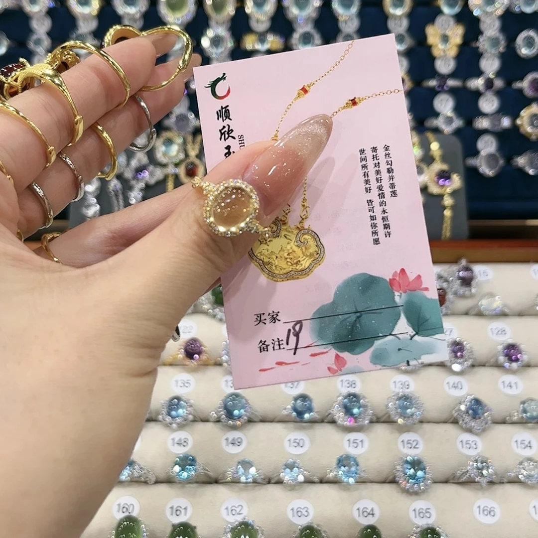 水晶女款银S925镶嵌面***咪戒指19