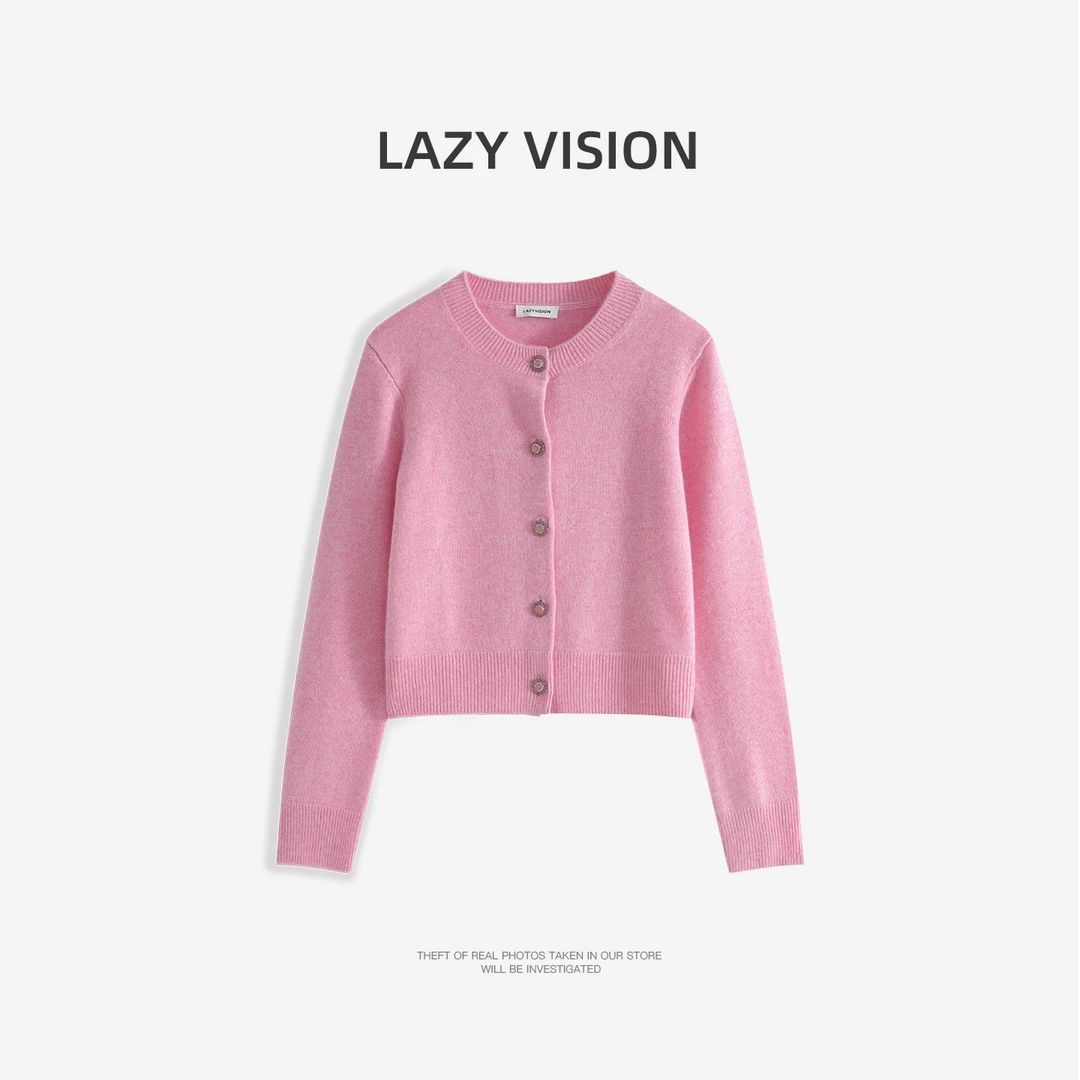 LAZYVISION【少女】羊绒长袖百搭女士针织衫开衫ZMD-33305
