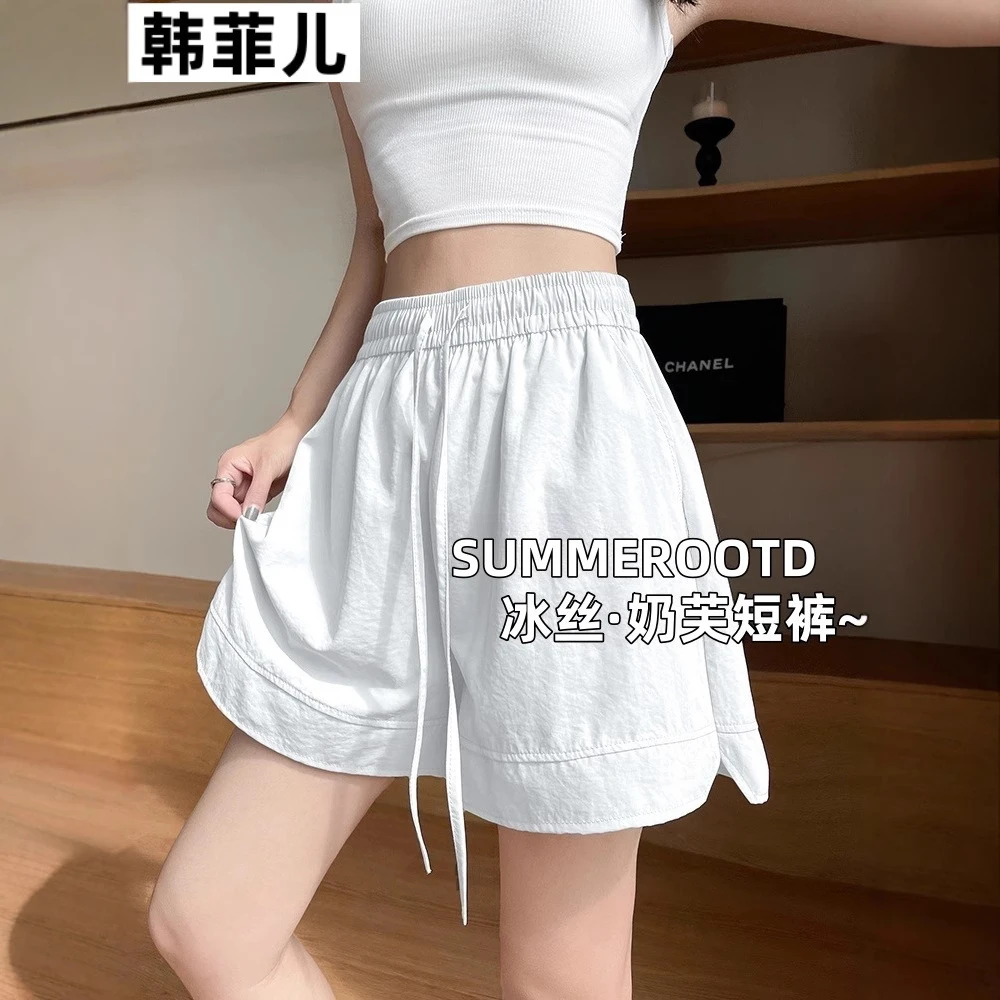 锦纶冰丝山本短裤女夏季2025新款宽松休闲五分运动裤子女