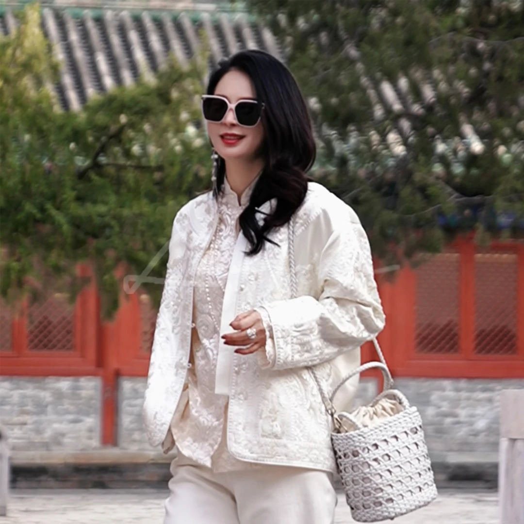 【百媚生】Lanshe阑舍·进口高密三醋酸重工刺绣钉珠外套