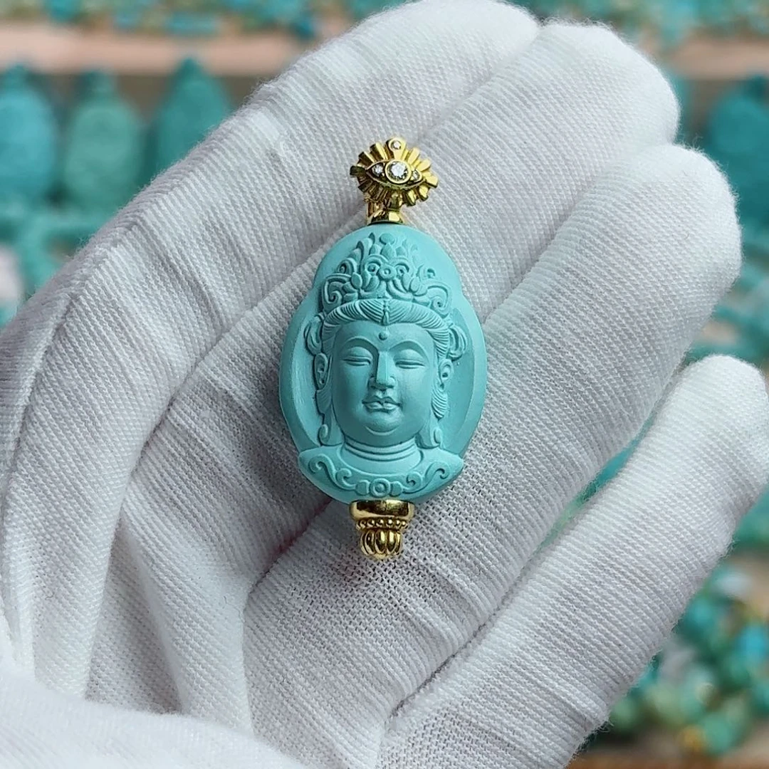 绿松石18K金镶嵌珠宝奇石