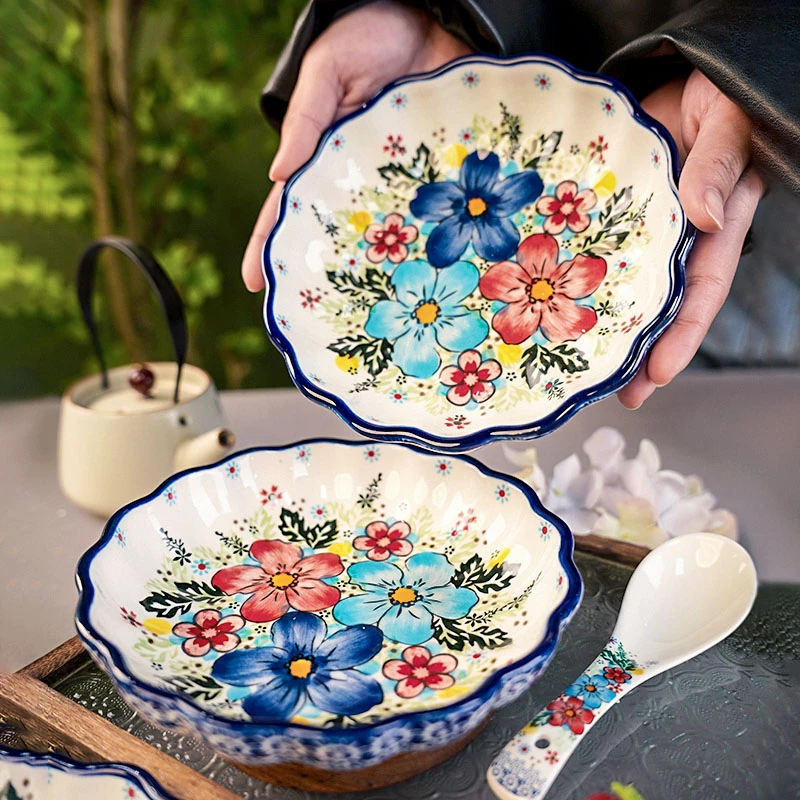 兮房 盛夏深圆盘子陶瓷家用6.5英寸高温釉下彩新款2025新款高颜值