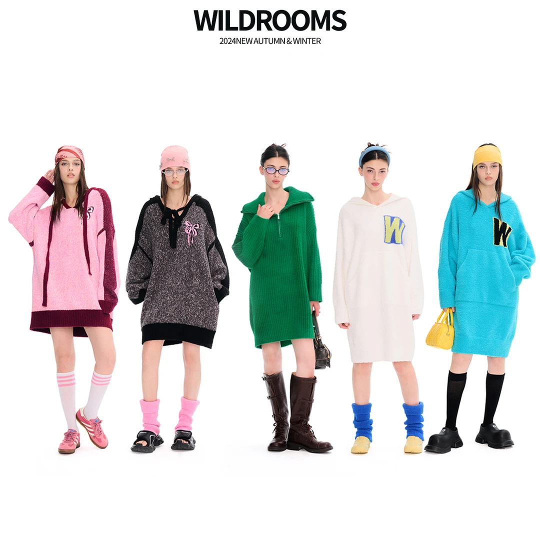 WildRooms秋冬连帽卫衣裙时尚可外穿宽松版家居服睡衣