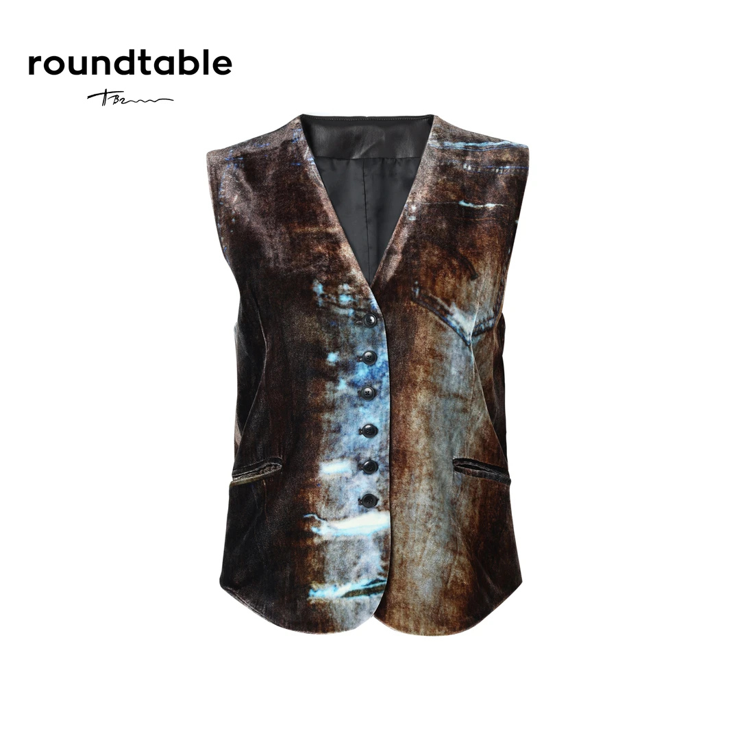 时尚休闲复古暗夜流光拼接马甲 BGS4006484