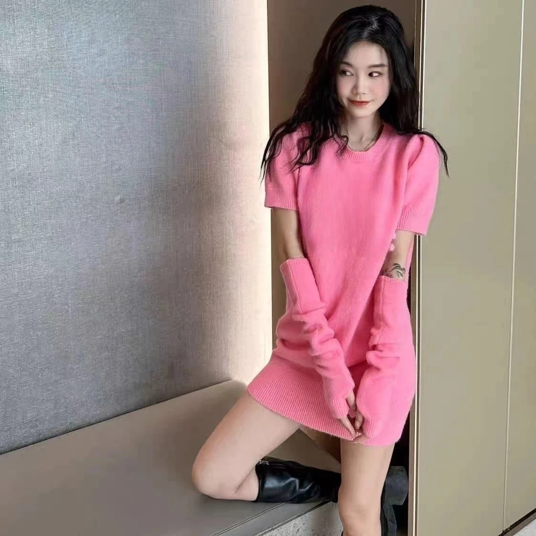 【米果妈】女秋季新款甜美减龄针织连衣裙亲子B2878