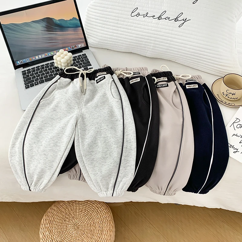 儿童休闲卫裤长裤男女宝宝春秋新款运动裤韩版宽松时尚百搭拼接