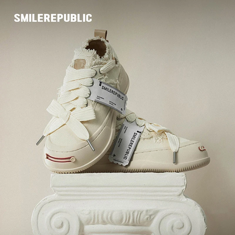 【马嘉祺同款】SMILEREPUBLIC时尚潮流经典白开口笑厚底鞋男女同款