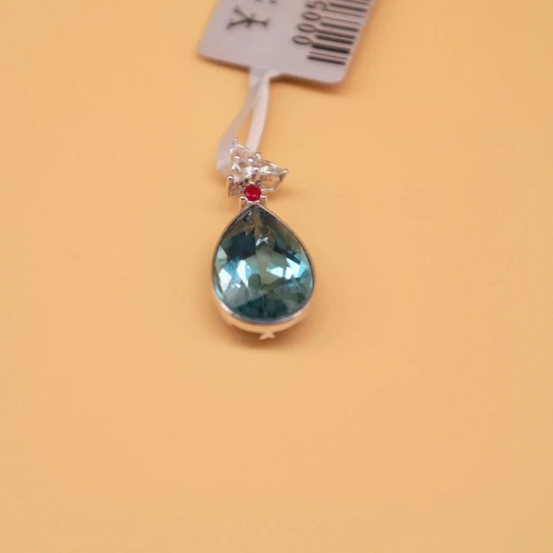 18k金蓝托帕石水滴吊坠 约5ct 00058049