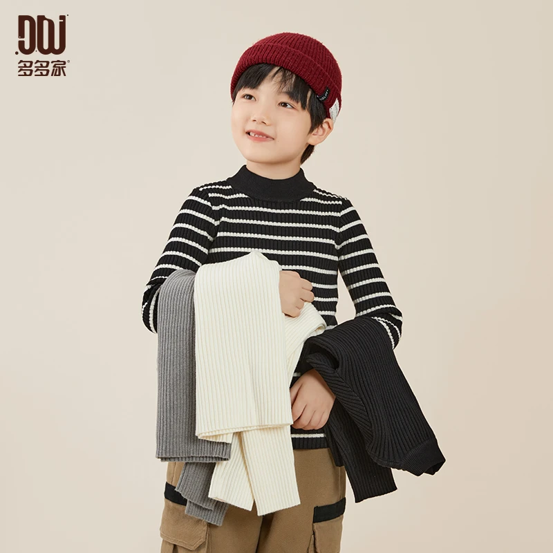 8469【高弹.锦纶毛衣】秋冬儿童中大童极简百搭条纹套头线衫