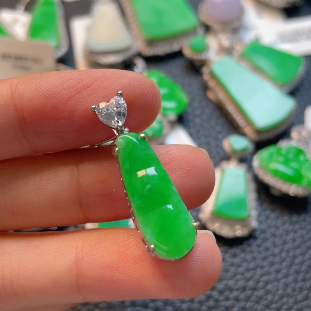 翡翠银S925镶嵌吊坠(不含链)