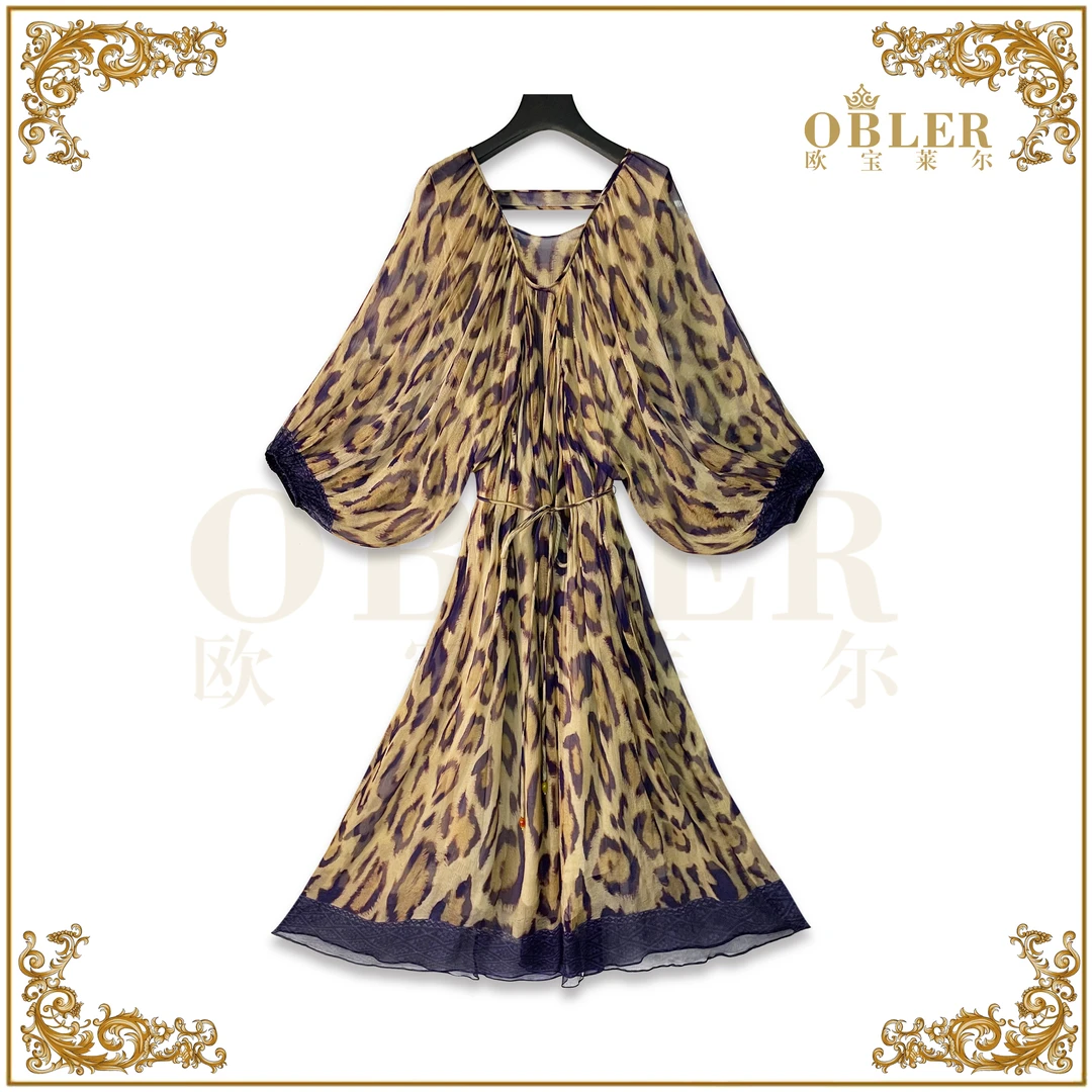 新款气质轻奢时尚优雅夏季真丝女装连衣裙OBLER 901-008