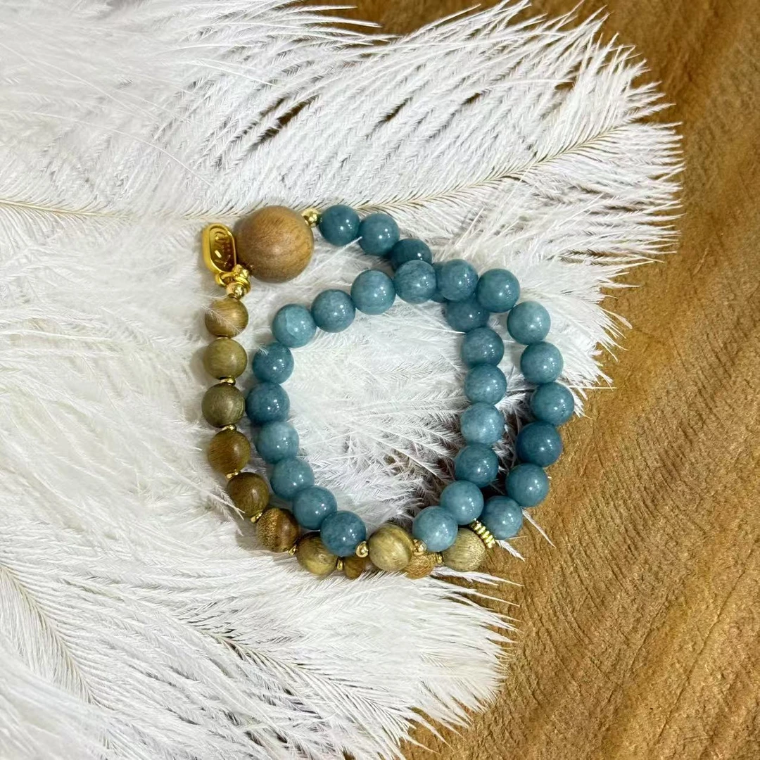 非金属木质手链 【续吉专享】｜清予｜大吉大利蓝水+绿檀女士两圈手链