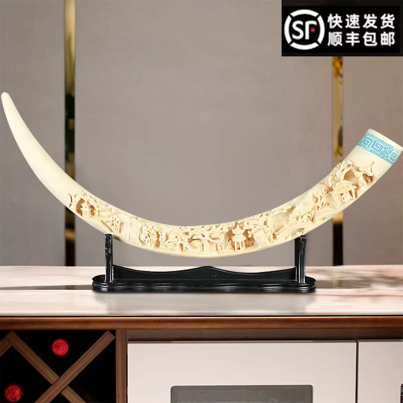 高档象仿真牙摆件乔迁新居办公室桌客厅电视柜玄关别墅装饰礼品