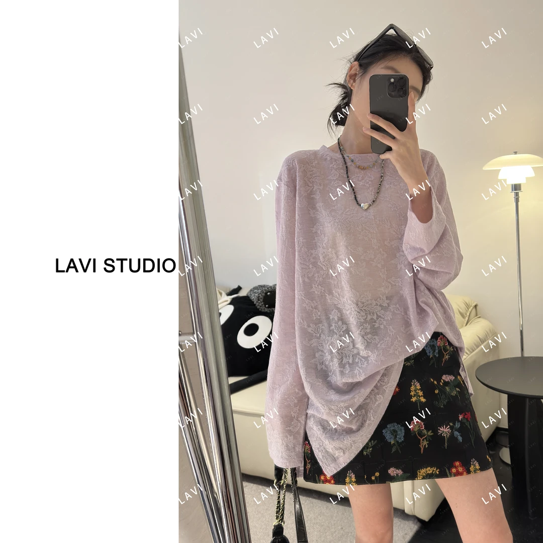 柳影炊烟  提花织物肌理质感针织套头衫  ZZ859