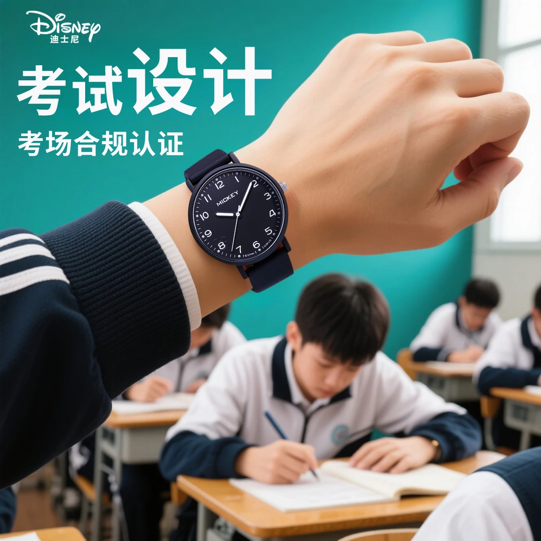 中学生考试专用手表迪士尼初中生高中生静音男女同款可戴进考场