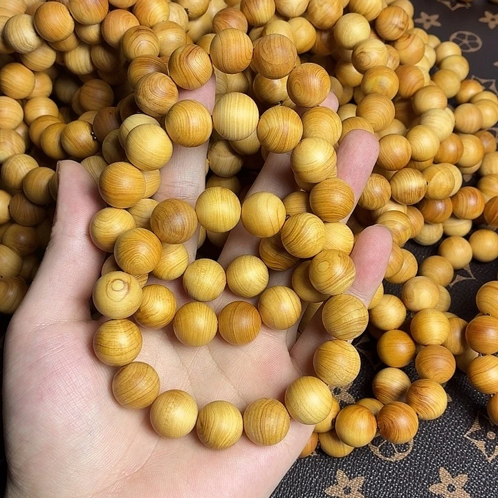 柏木（崖柏）手串/手链崖柏白粉骨料15mm水波