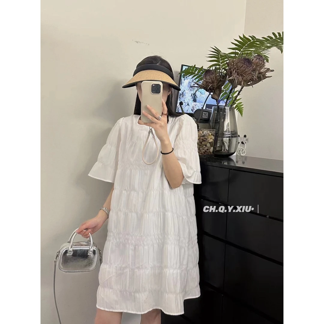 88152白色短袖连衣裙