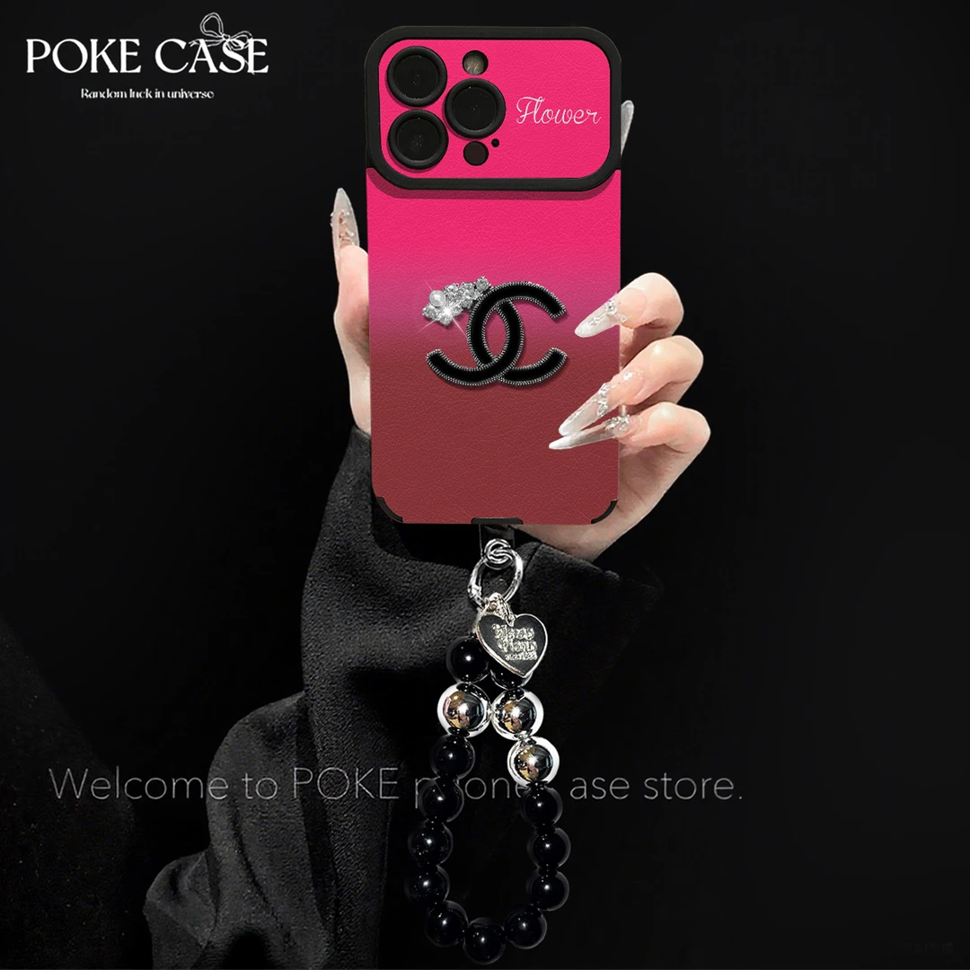 大视窗玫红渐变适用苹果16PRO双C标华为VIVO小米OPPO手链手机壳